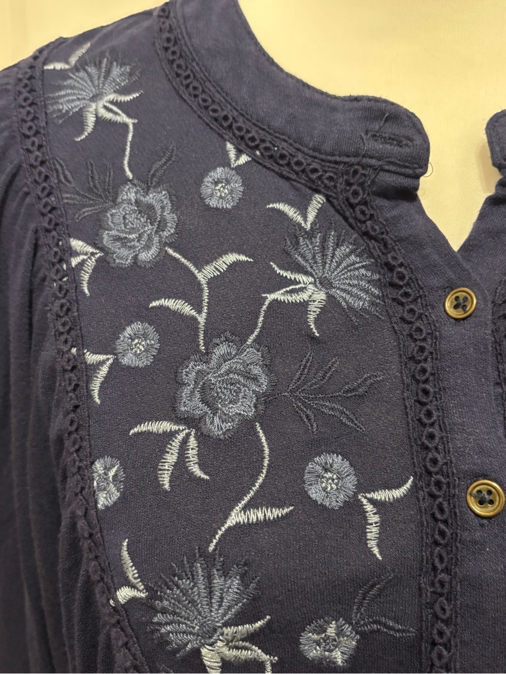 Knox Rose Navy Embroidered Peasant Tunic - Picture 4 of 11